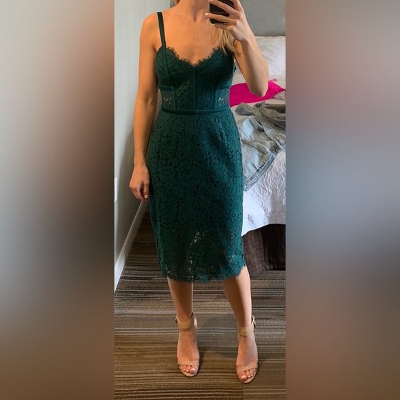 green emerald velvet dress Lace-Up Back Midi Dress Emerald main image 1